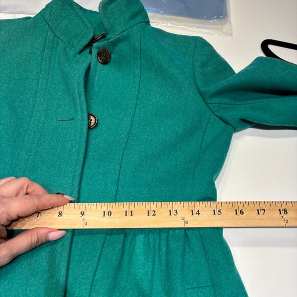 J. Crew Emerald Green Wool Pea Coat Sz 2 - Picture 10 of 11